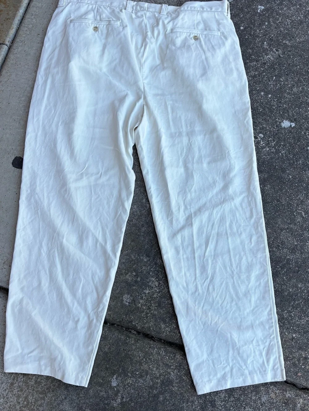 Tommy Bahama Mens 40x32 100% Silk Pleated Relaxed Pants Cream Off-White Trousers